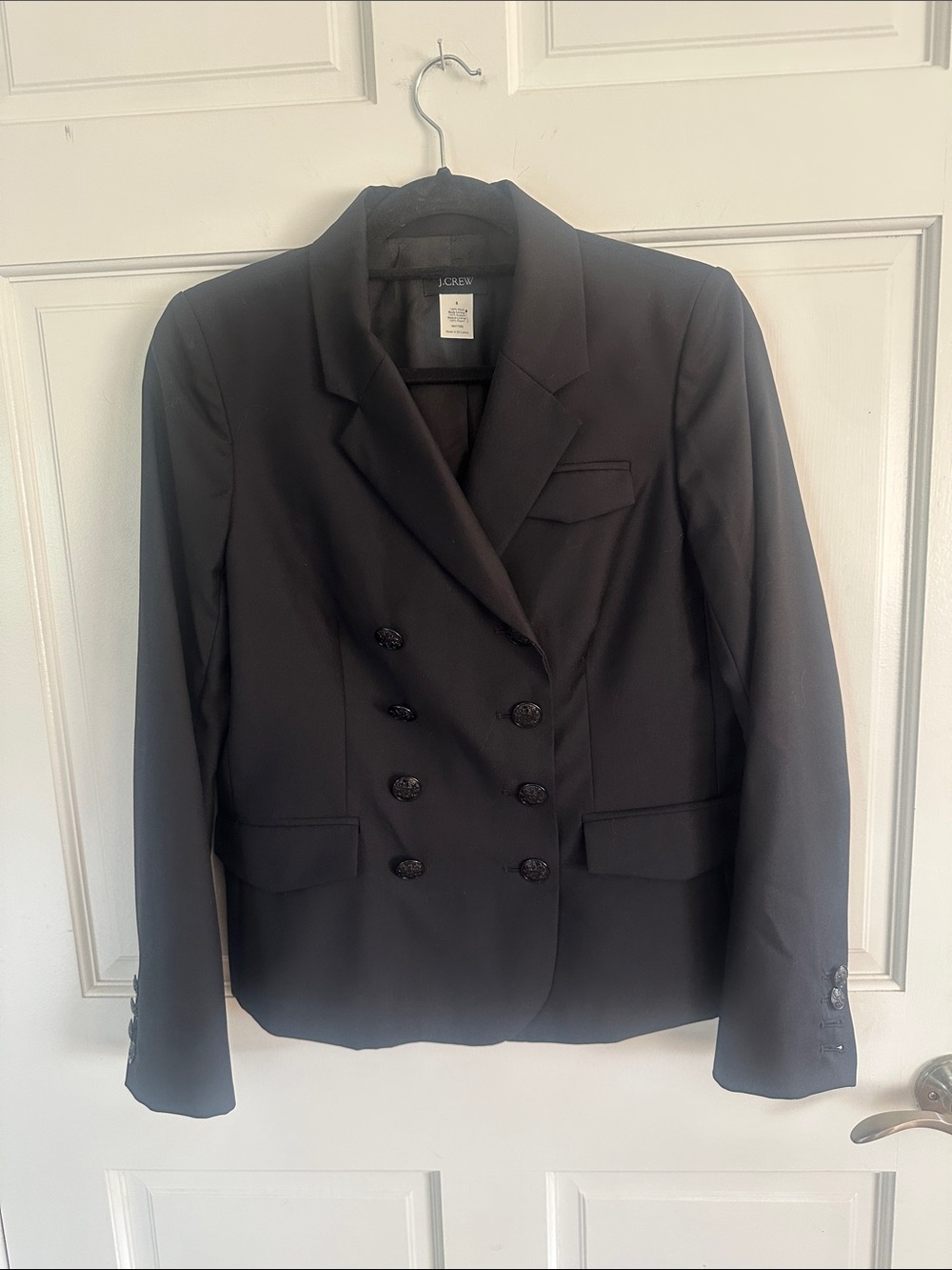 J. Crew Black Double-Breasted Women's Blazer wool  size 8